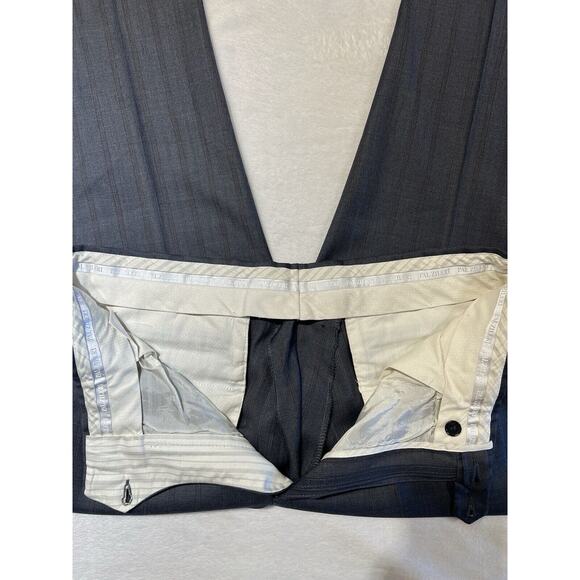 Pal Zileri 40R 32W Gray - Rust Purple Stripe 2 Piece Suit Jacket and Pants Set - Picture 12 of 16